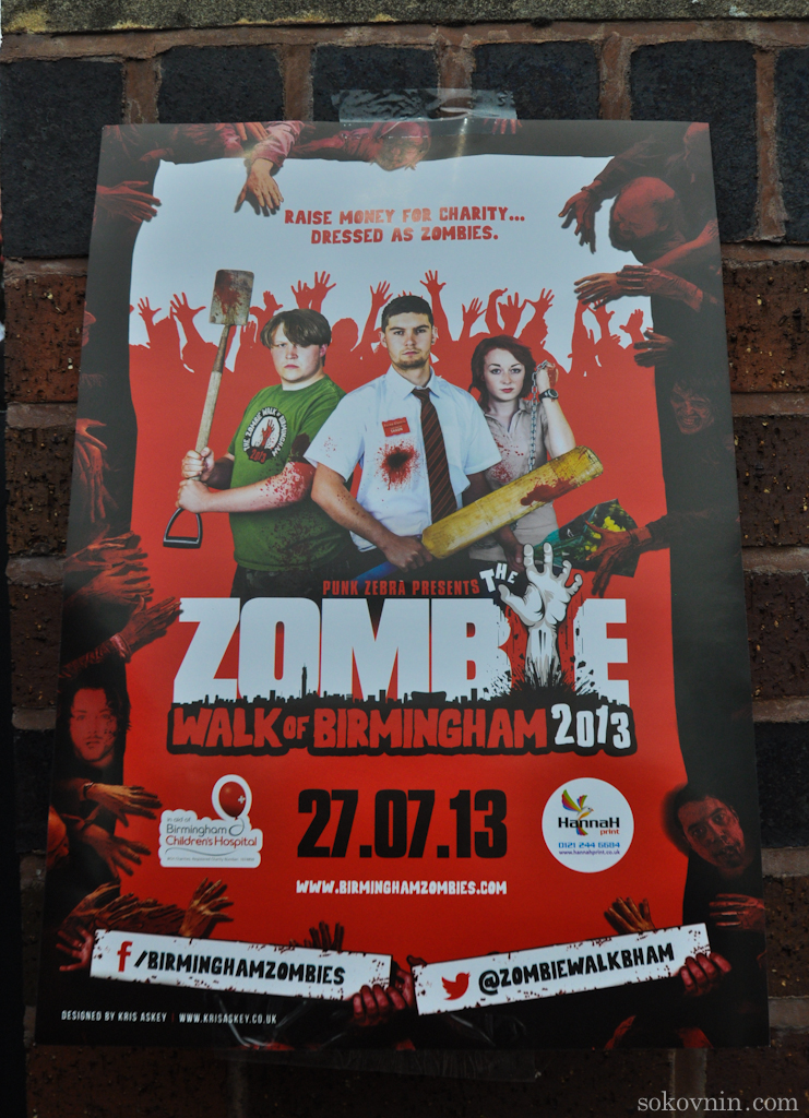 Плакат парада зомби в Бирмингеме